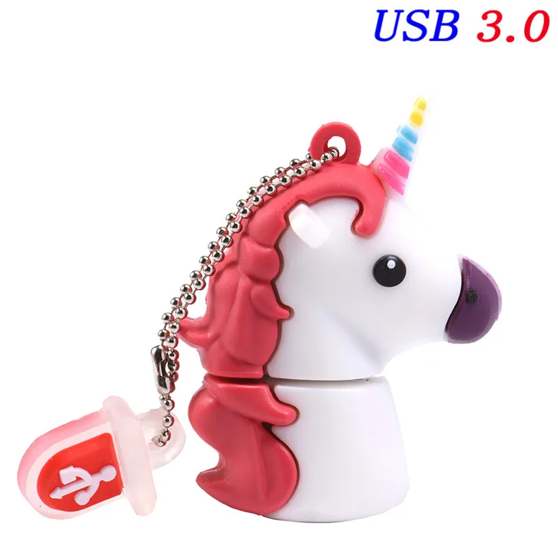 Red JASTER 3,0 Мультфильм Белый Единорог Миньон usb флэш-накопитель реальная емкость милый конский накопитель 4G 8G 16G 32G 64GB флэш-память U dis - Цвет: Red