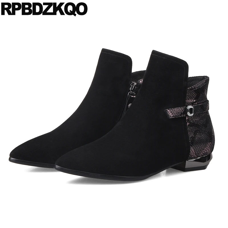 овчина батильоны Ботинки лодыжки для женщин средней пятки больших размеров