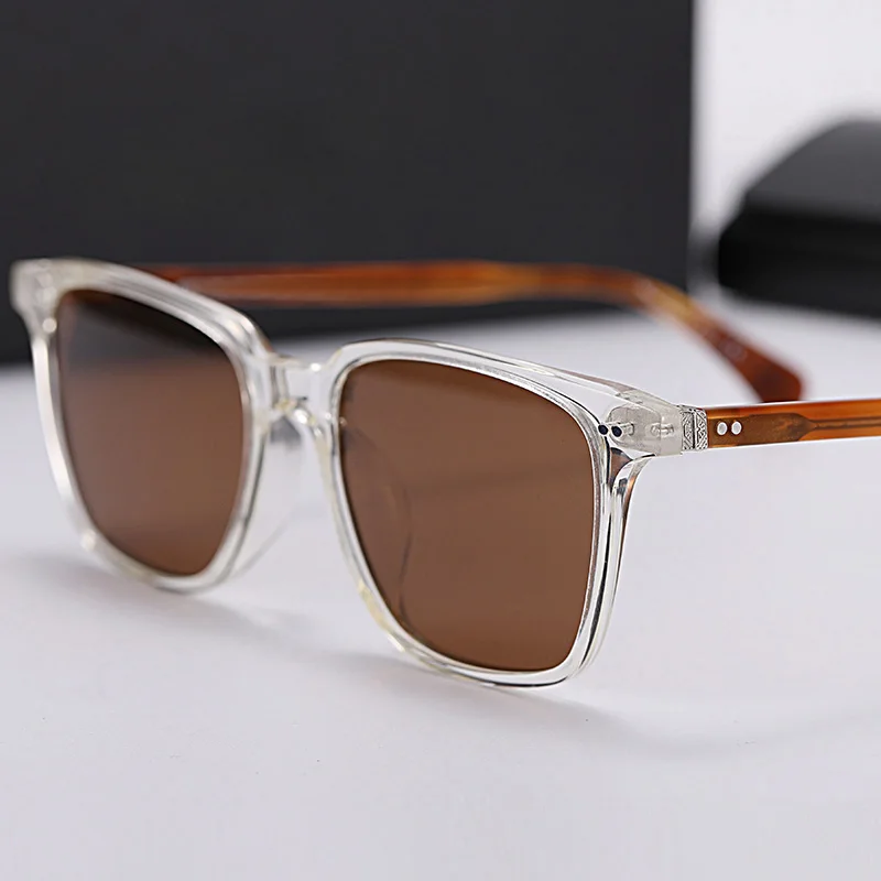 clear brown Винтажные Солнцезащитные очки OV5316, солнцезащитные очки для вождения, поляризованные квадратные очки, Брендовые мужские/женские очки - Цвет линз: clear brown