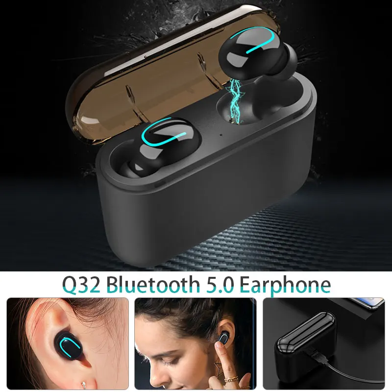 Q32 TWS беспроводные наушники Bluetooth стерео Беспроводные спортивные гарнитура с