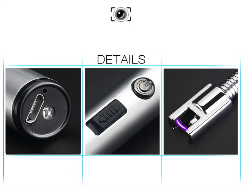 USB перезаряжаемая дуговая Зажигалка для свечей с двойным индикатором блокировки заряда для кемпинга BBQs кухонная зажигалка