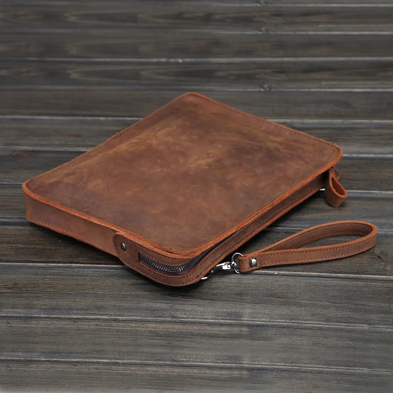 

Luxury Handmade Crazy Horse Leather men bag Vintage Natural genuine leather shoulder bag Casual Men messenger bags Ok for A4