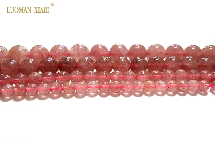 Натуральный AAA+ strawber Кварц Камень Кристалл бусины для самостоятельного изготовления ювелирных изделий браслет Цепочки и ожерелья 4/6/8/10 мм нить 15''