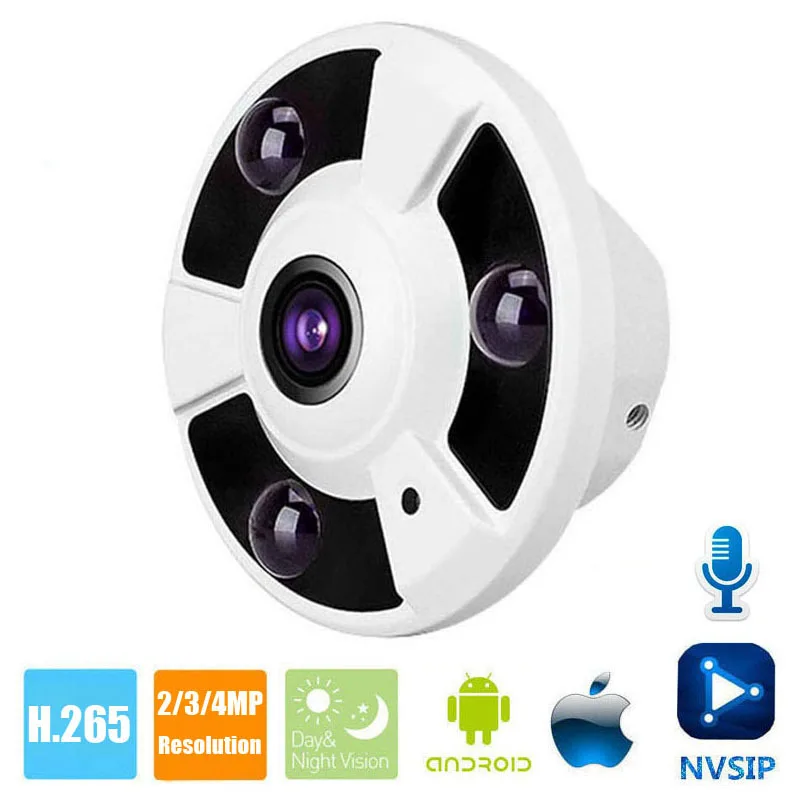 HD 1080P 2MP 4MP IP камера Onvif микрофон аудио пикап рыбий глаз 5MP 1 8 мм объектив ИК Ночное