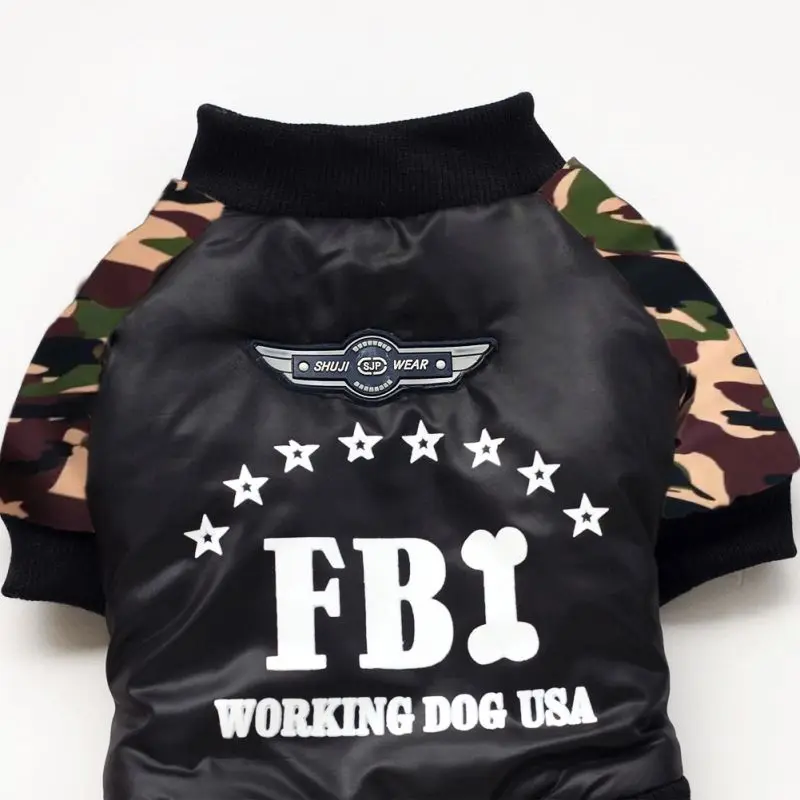 2018 Одежда для собак модный собачий комбинезон с принтом FBI зимний теплый одежда