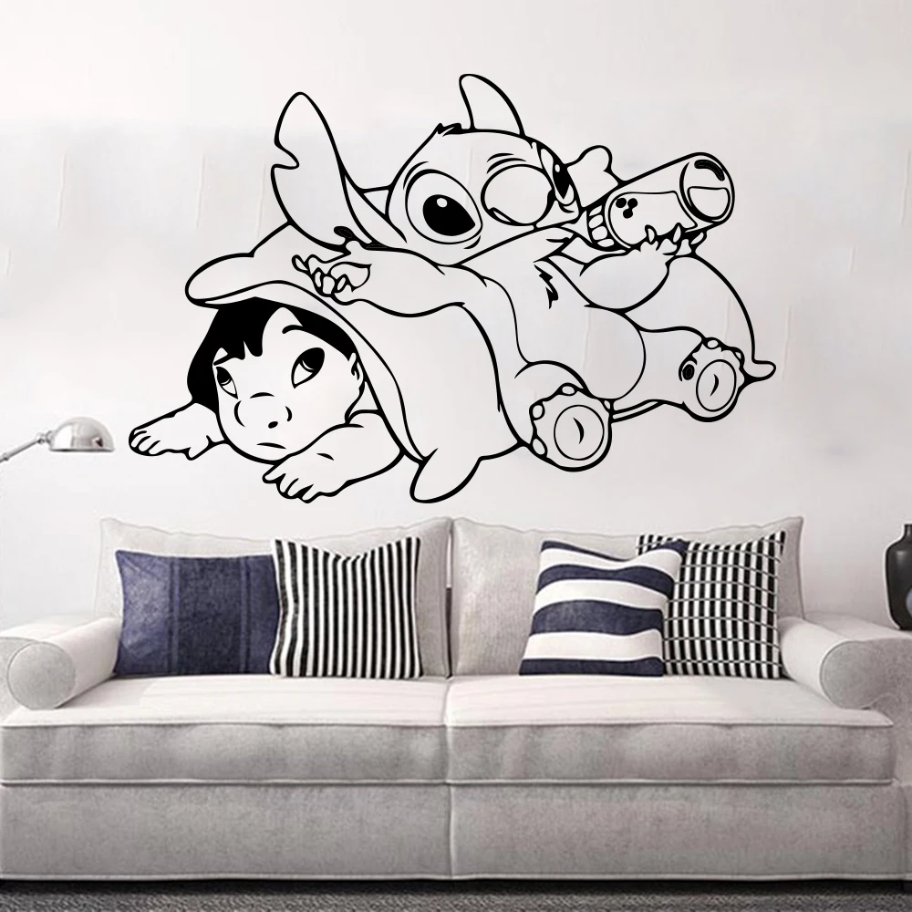 Большие Ohana "Лило и Стич" настенные наклейки детские комнаты мультфильм аниме стежка Наклейка на стену игровая комната виниловая наклейка