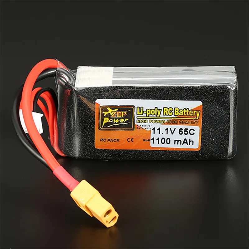 ZOP power 11 1 V 1100mAh 65C 3S перезаряжаемая Lipo батарея XT60 разъем для радиоуправляемой