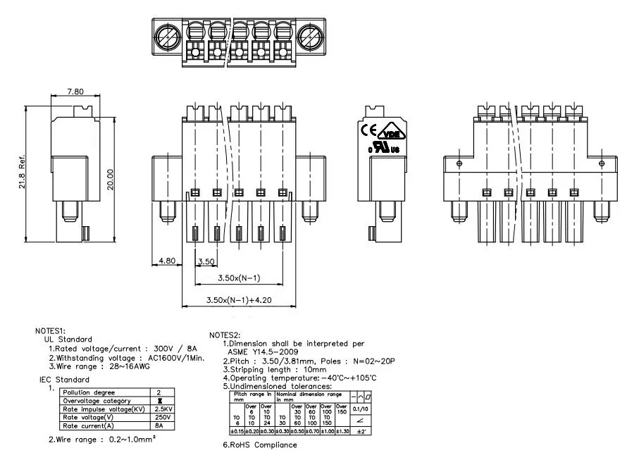 KF2EDGKNM 3,5 2P~ 12P PCB вставные клеммные блоки 15EDGKNM 3,5 мм 2PIN~ 12PIN FMC 1,5/2-STF-3, 5-1966091 PHOENIX DEGSON KEFA