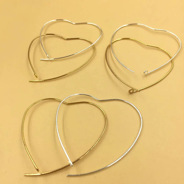 Серьги клипсы в форме сердца с петлей 40 х42 мм|ear wires|earring findingswire wire |