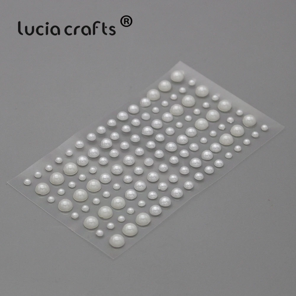 Lucia crafts Диаметр 3/4/5/6 мм, составленных из предметов разных размеров с плоской задней искусственный жемчуг Скрапбукинг 10,5*5,7 см(3 листа/уп наклейки для ногтей в комплекте) C0802