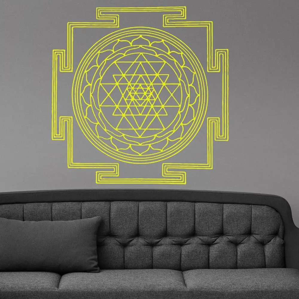 

Wall Decals Vinyl Room Sticker Mural Design Yantra Mandala Symbol Logo 22x22inch Wall Stickers Home Decor