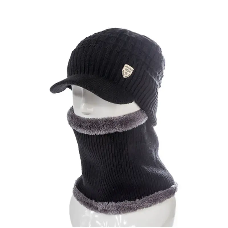 

High Quality Cotton 1998 Add Fur Brim Winter Hats Skullies Beanies For Men Women Wool Scarf Caps Gorras Bonnet Knitted Hat