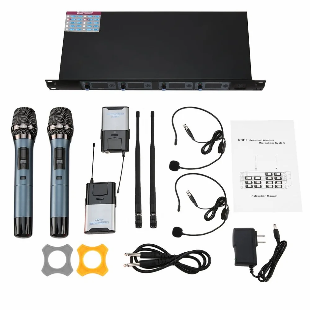 GTD Audio 4x800 Paths UHF divority 2 Handheld & Headset Mic System превосходное качество звука