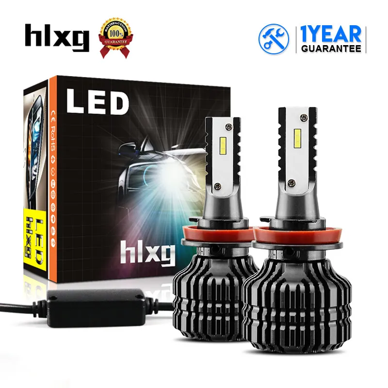 HLXG Автомобильные фары Q5 H8 H9 H11 Светодиодный CSP 9000lm 52 Вт 6000 К белые лампы быстрого