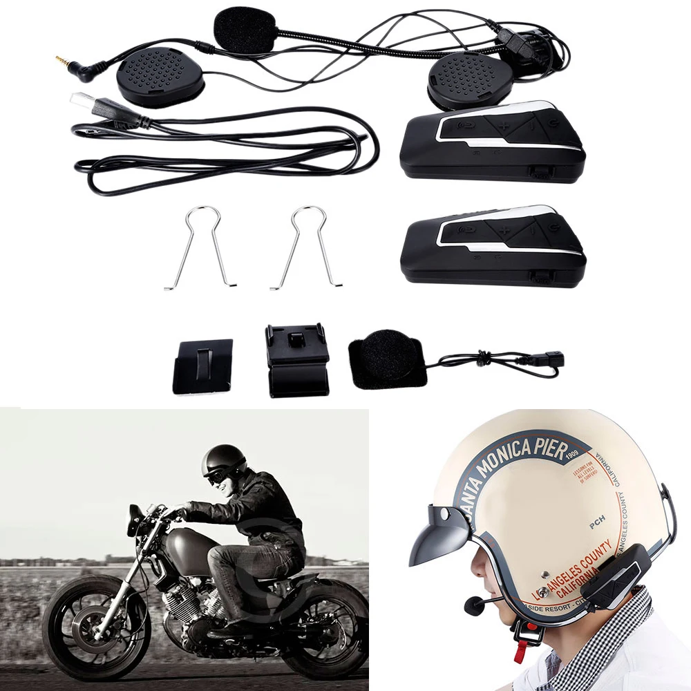 T9S 2PCS Motorcycle Helmet Headset Bluetooth Intercom 1200m 2 Riders Waterproof Windproof with FM Radio Voice Sharing | Автомобили и
