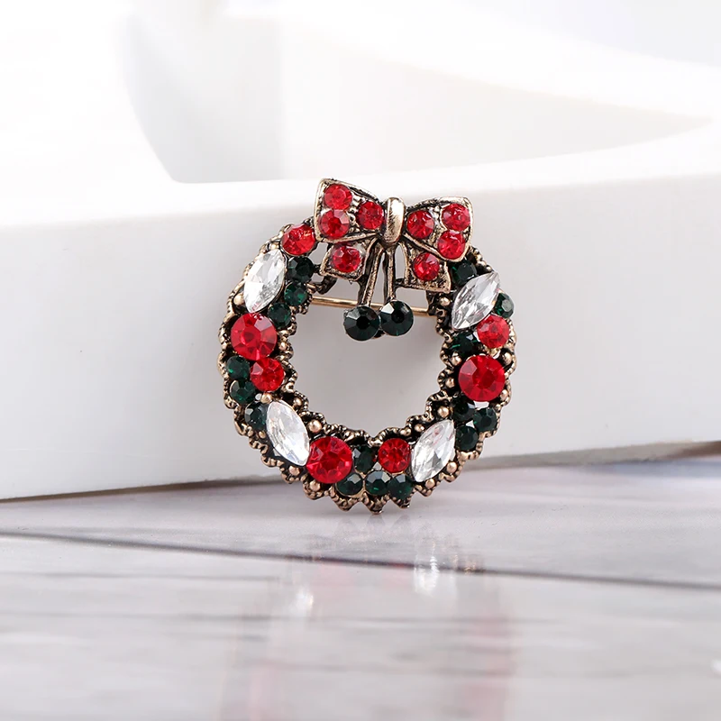 Duohan Brand Exquisite Decorative Christmas Wreath Design Unisex Brooch Pin Vintage Antique Gold/Silver | Украшения и аксессуары
