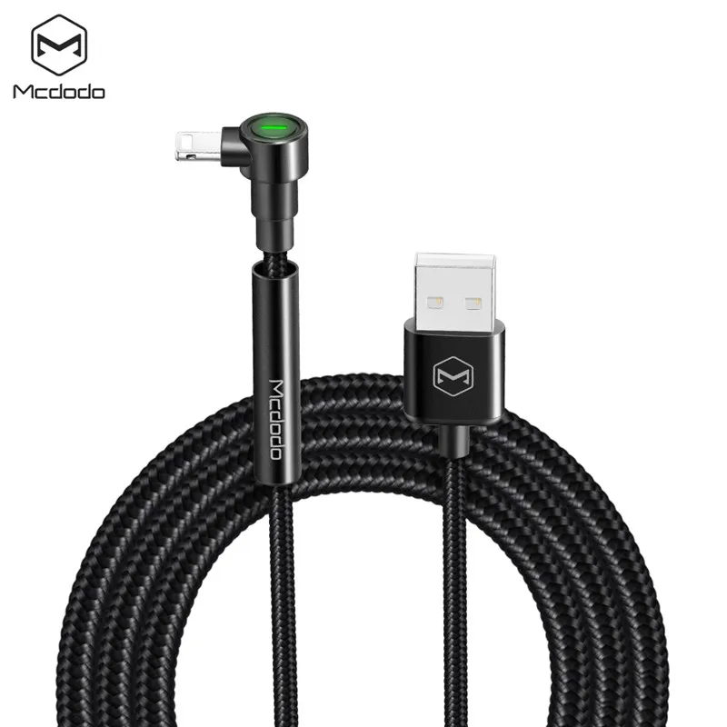 Black MCDODO 1,8 м Быстрый USB кабель для iPhone 11 XS MAX XR X 8 7 6s Plus светодиодный держатель для зарядки кабель для зарядки мобильного телефона шнур для передачи данных - Цвет: Black
