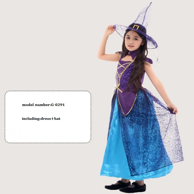 Бесплатная доставка разноцветное платье ведьмы с маленькой шапочкой для девочек