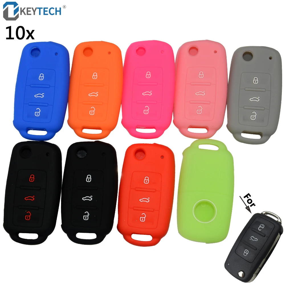 OkeyTech силиконовый чехол для ключей от машины 3 кнопки V W Golf POLO Bora Seat Leon Toledo Altea Ibiza Skoda