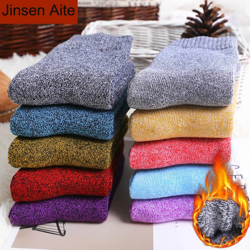 

Jinsen Aite 5 Pieces Autumn New Fashion Sock Cotton for Women Winter Thick Warm Wool Socks Casual Comfortable Girls Socks JS693