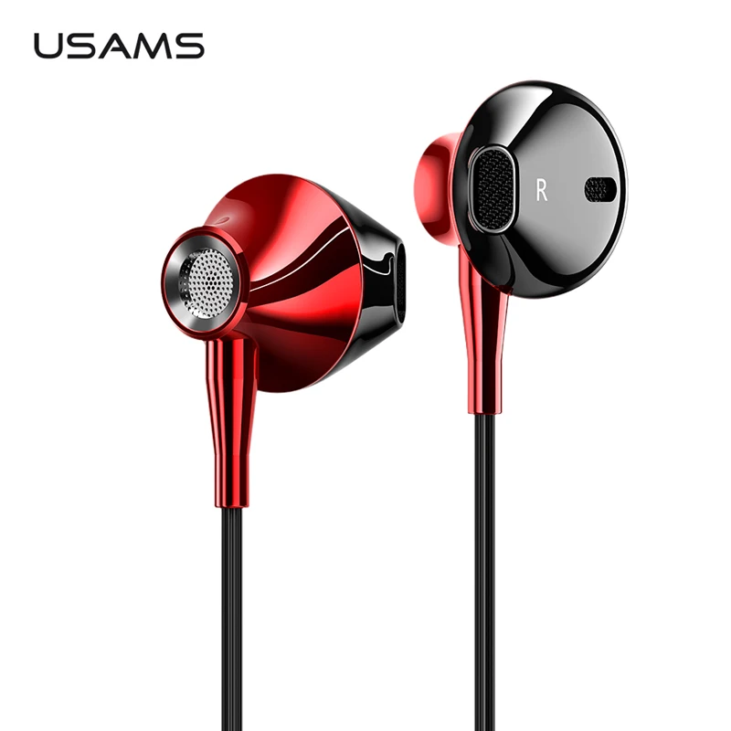 USAMS 3.5mm in-ear Earphones Hifi Wired headset with Microphone 4D Stereo Metal earphone for iphone samsung xiaomi | Электроника