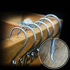 10 шт.лот рыболовные крючки внутрь, круглые крючки с изгибом, черный никель, Орел, один крючок, Круглый, химически заточенный, черный, никелевый цвет