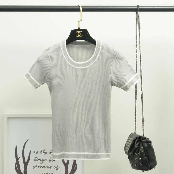 Женская трикотажная футболка с коротким рукавом 2017 | одежда