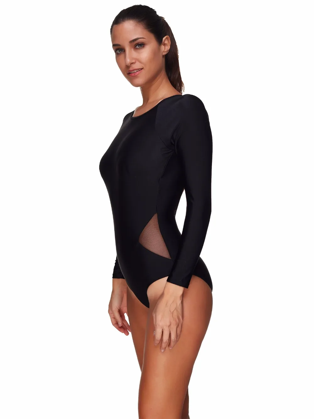 Новый купальник с длинным рукавом сексуальный сетчатый купальный костюм женский