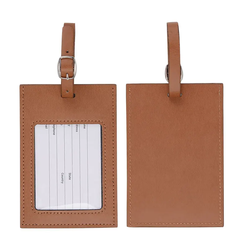Кожа PU Багажные Бирки Коричневый Цвет Дорожные Аксессуары Чемодан С Именем Карты