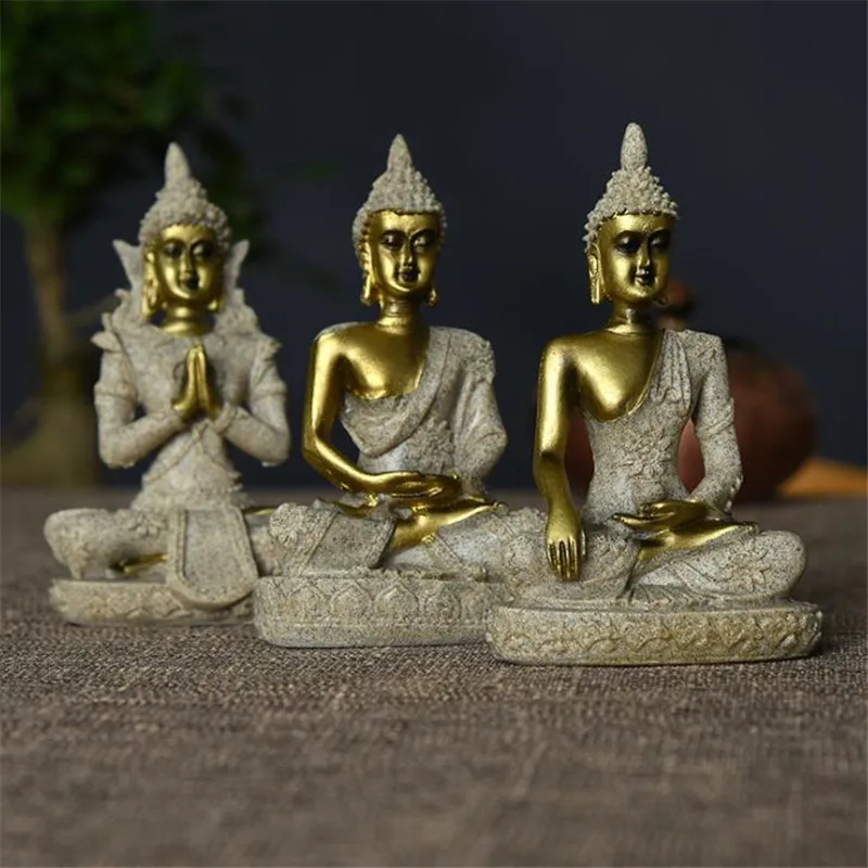 Статуэтка Будды из смолы и песчаника аксессуары для дома офиса фэн-шуй статуэт
