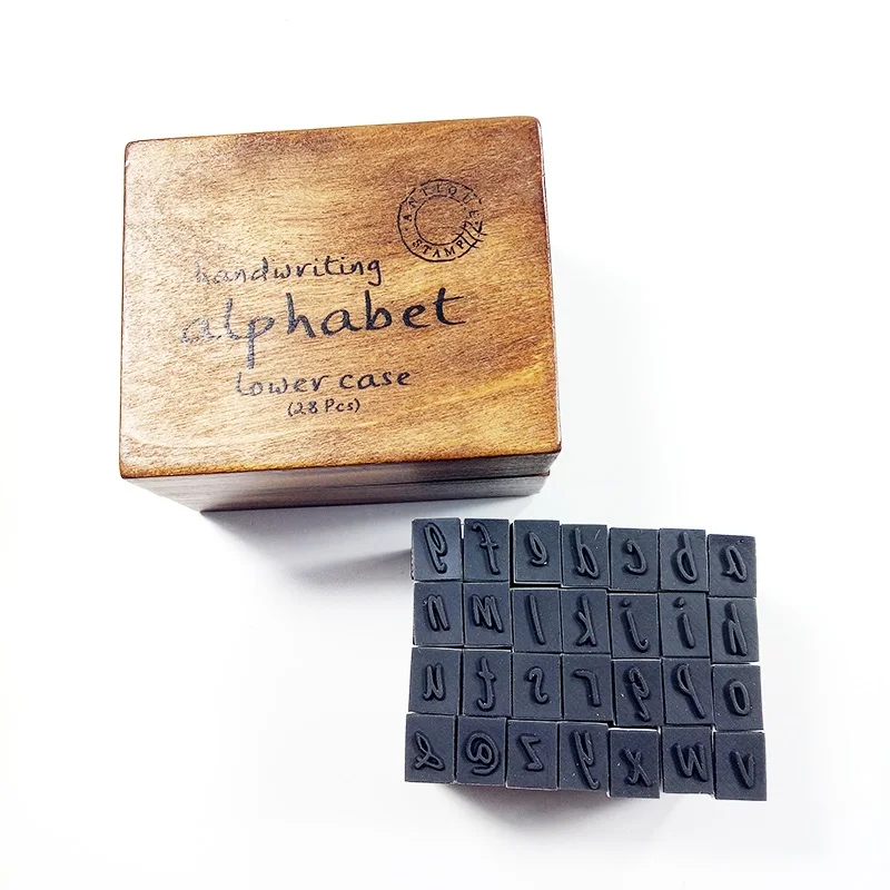 28 шт./компл. деревянная коробка винтажный многоцелевой почерк Lowercase & Uppercase