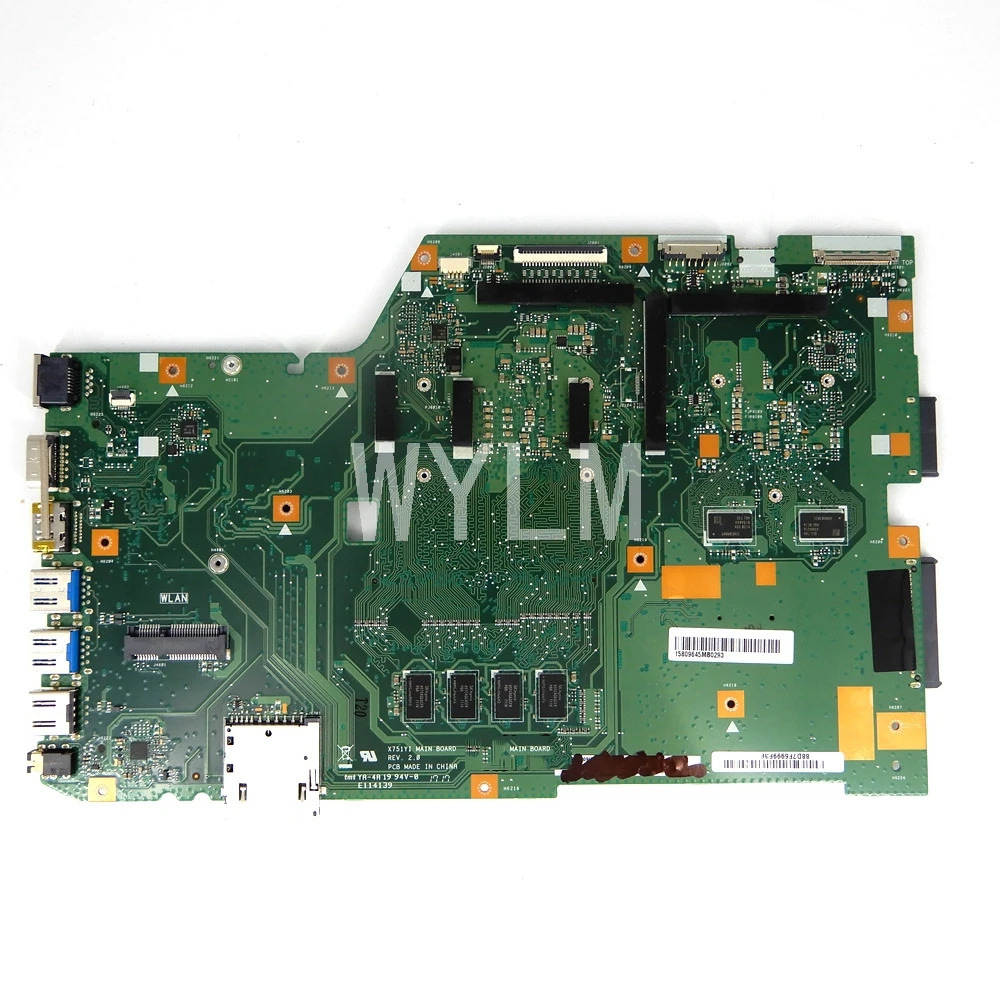 X751YI MAIN_BD._E1-7010CPU 4 Гб Оперативная память 90NB09U0-R00030 материнская плата REV2.0 для ASUS X751Y X751YI X751 K751Y Материнская плата ноутбука испытания