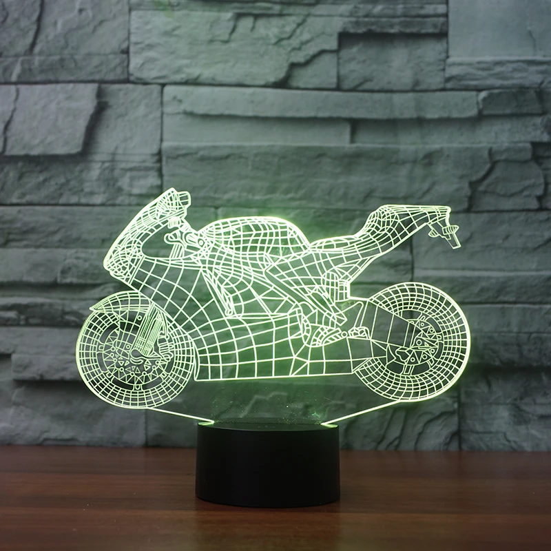 Гонки Moto Рисунок 7 Изменение Цвета 3D иллюзия ночника