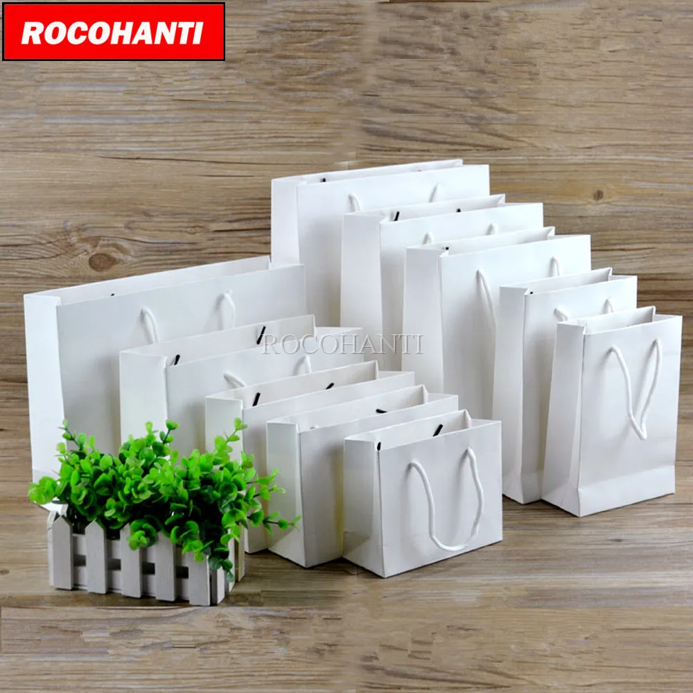 Плотный крупный белый бумажный пакет с логотипом на заказ 50 шт. 250 г картонные