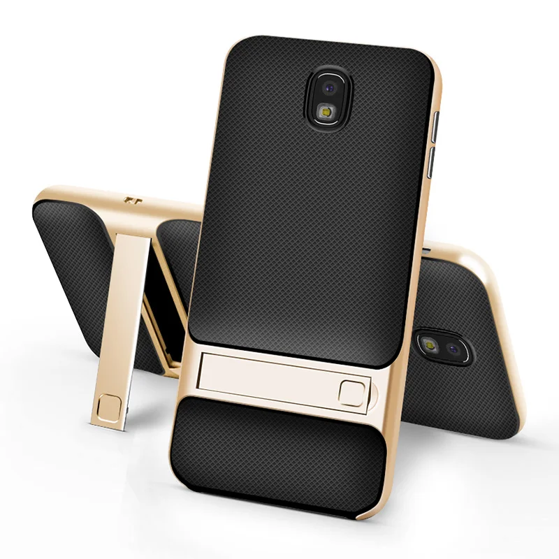 Gold Жесткий PC Рамка TPU чехол для samsung J7 Pro J730 J7 S8 плюс крышка гибридный TPU+ PC Стенд держатель обложки для samsung J5 J7 - Цвет: Gold