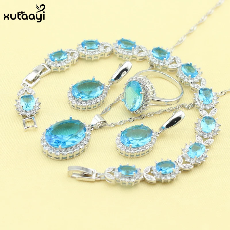 Женское Ювелирное Украшение с накладкой XUTAAYI кольцо серьги и браслет зеленым