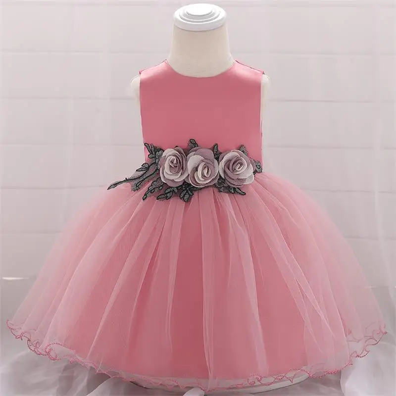 Bean pink Платья для маленьких девочек Одежда для маленьких девочек для крещения платье принцессы для ребенка Нарядные платья для девочек Платье для первого дня рождения Детские платья для новорожденных - Цвет: Bean pink