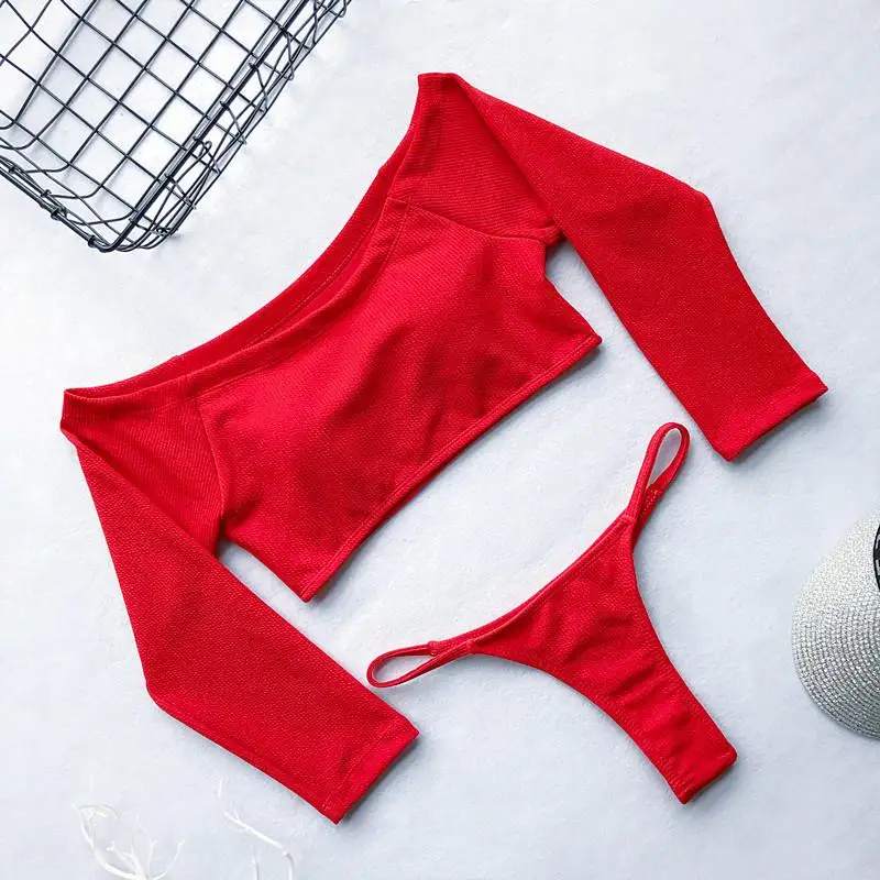 Misswim купальник с длинным рукавом женский сексуальный 2019 открытыми плечами Топ