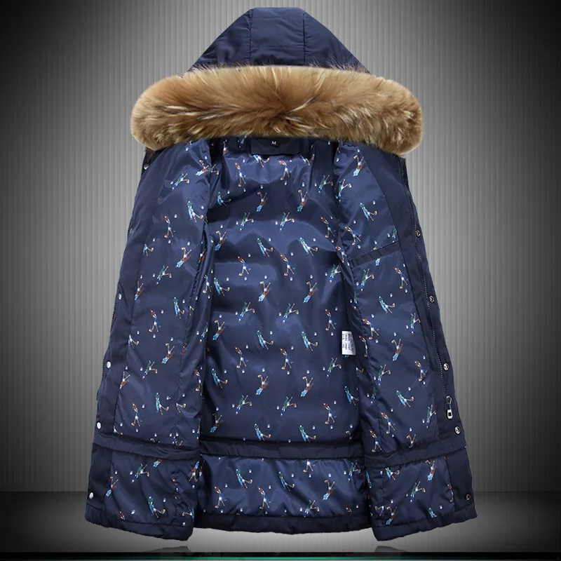 2016 Зимняя мужская куртка 95% белые пуховики с утиным пухом Толстая теплая