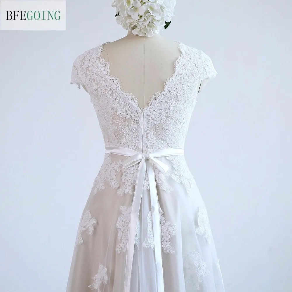 Кружевное Тюлевое свадебное платье А-силуэта цвета слоновой кости