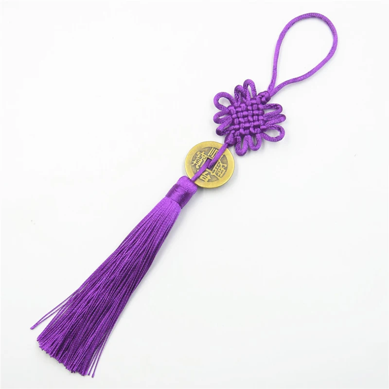 Red and purple 3 шт многоцветный полиэстер китайские узлы медные деньги кисточки DIY ювелирные изделия шторы одежды декоративные аксессуары ремесло кисточки - Цвет: Red and purple