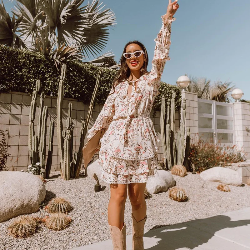 Bellflower Gypsy Playdress платье летнее платье с длинными рукавами мини-Женские платья из вискозы SEI Separty Boho платье Vestidos Rode