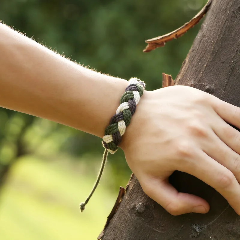 Плетеный браслет ручной работы для мужчин и женщин аксессуары ювелирных изделий