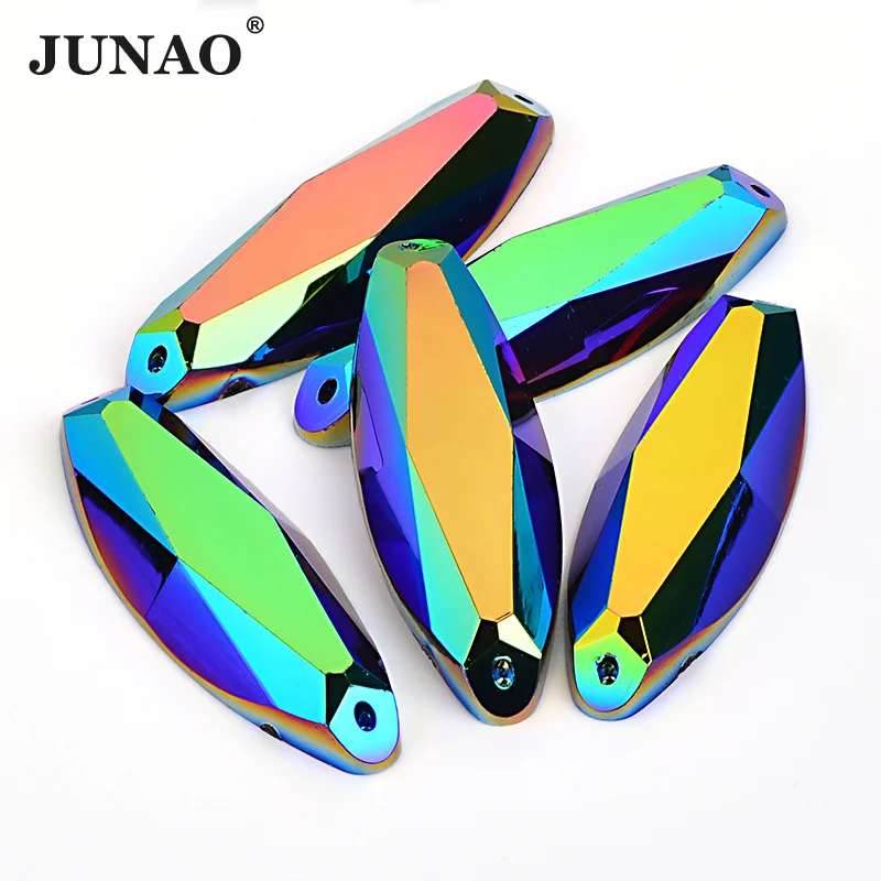 Большие стразы JUNAO 20*58 мм черные для шитья овальные Стразы акриловые камни с