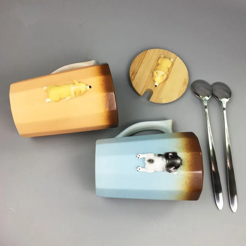 Новые креативные Мультяшные 3D корги французский бульдог керамические кружки