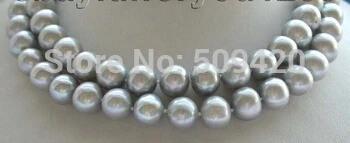 Бесплатная доставка&gt&gt @ +&gt 33 &quotПриродный 10 мм Круглый Серый Жемчужное Ожерелье |