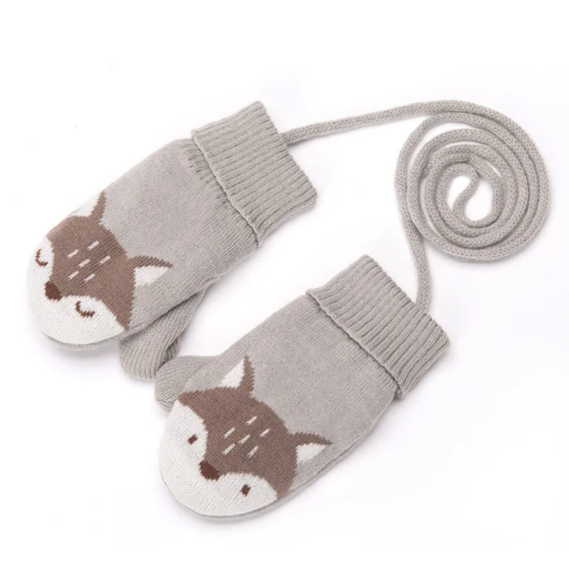gray glove 3pcs/Set Baby Kids Winter Cotton Hat Scarf Set Winter Knit Cap Children Warm Scarf For Boys Suit Beanies Hats Scarf For Girl Boy - Цвет: gray glove