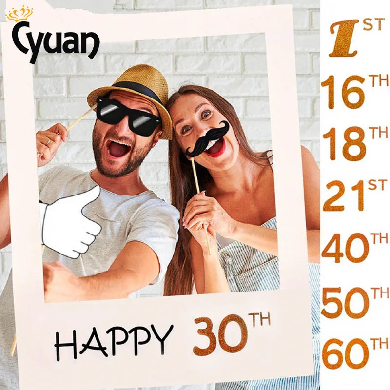 Свадебный декор фоторамка для взрослых 30th 40th 50th 60th Happy Birthday Photo Booth Реквизит для детей 1 день Рождения Декор принадлежности
