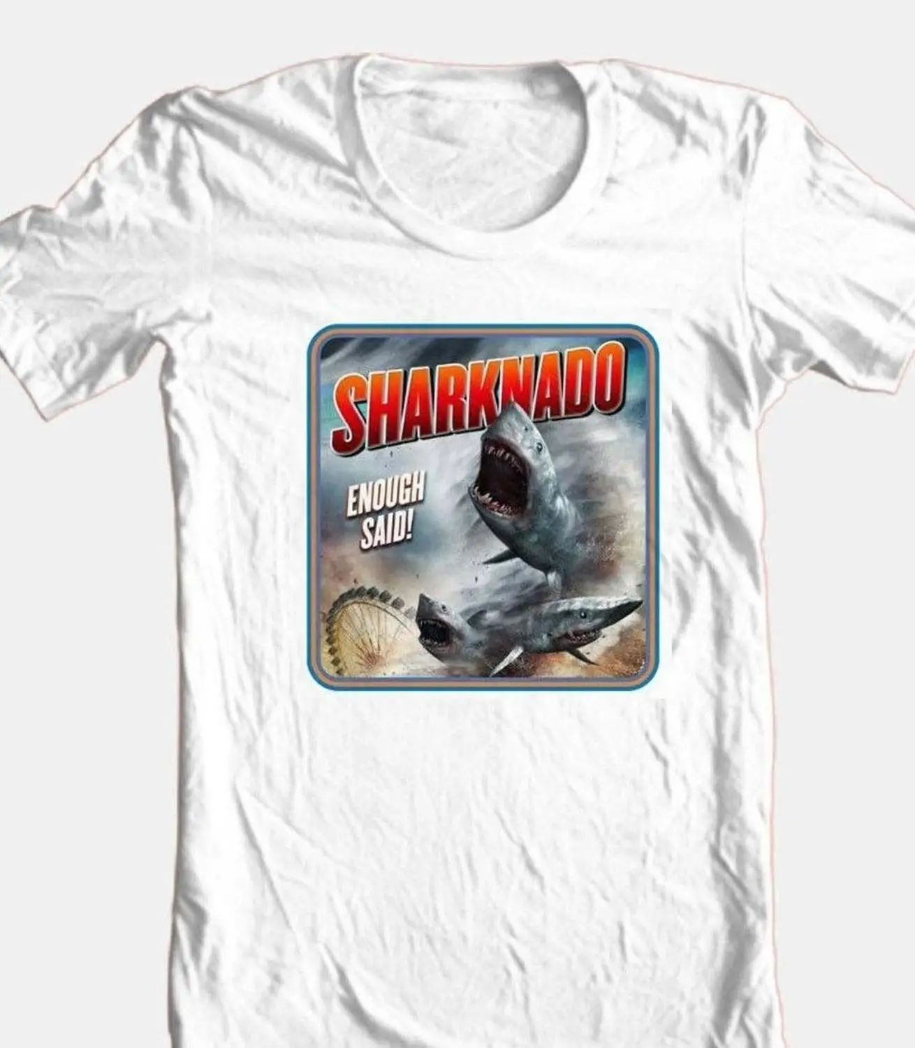 Футболка Sharknado B Movie Sci Fi Horror фильм 100% хлопок Графический белый тройник Новая