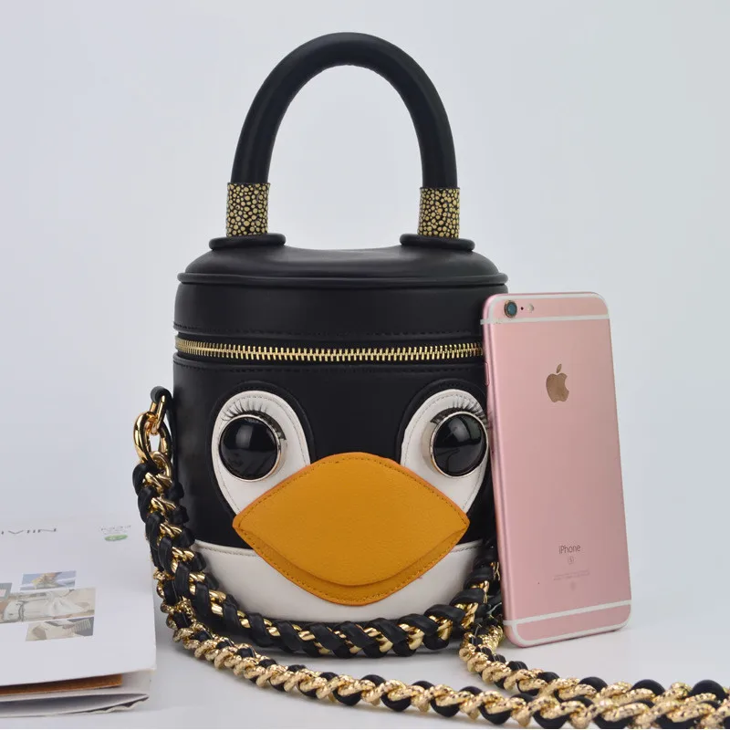 Adiyate модные кожаные Пингвин Для женщин сумка круглый клатч ручка-цепочка Сумки SAC